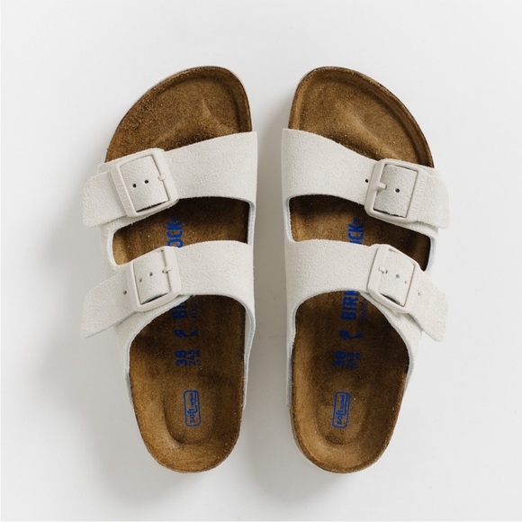 Birkenstock Arizona Slide Suede Leather Antique White Sandals Men’s Size 44 / 11 - Picture 1 of 8